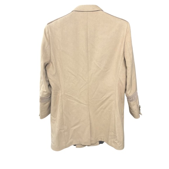 Tallia Mens Overcoat Beige Wool‎ Blend Velvet Trim Long Coat Winter Outerwear XL - Picture 2 of 16